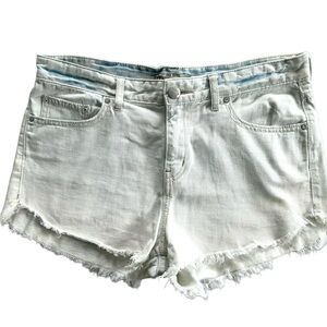 FREE PEOPLE Light Wash Bleached Frayed Hem Distressed Denim Jean Shorts Size 29